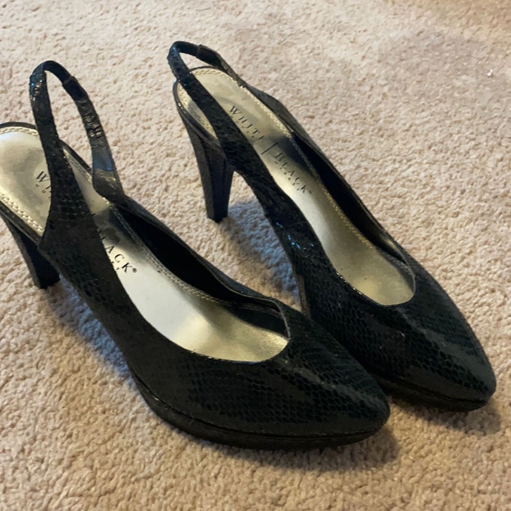 White House Black Market Black Snake Heels